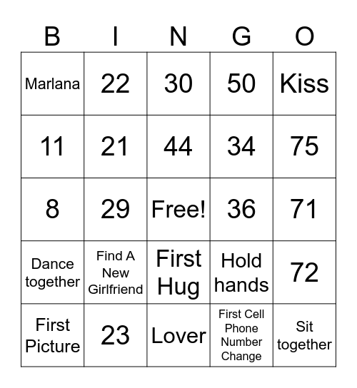 Kyle M numbers and words Bingo Card