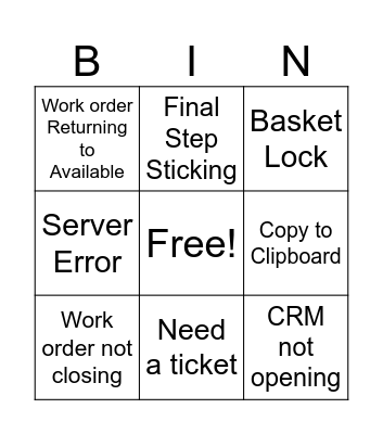 CRM Bingo Card