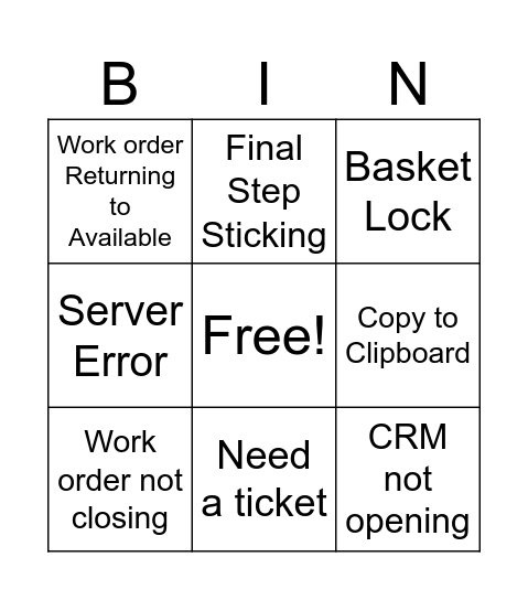 CRM Bingo Card