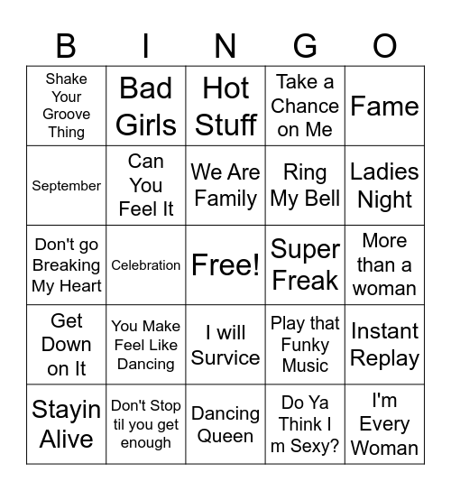 70s & 80s Bingo Card