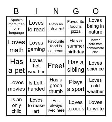 Make Your Way Bingo Card