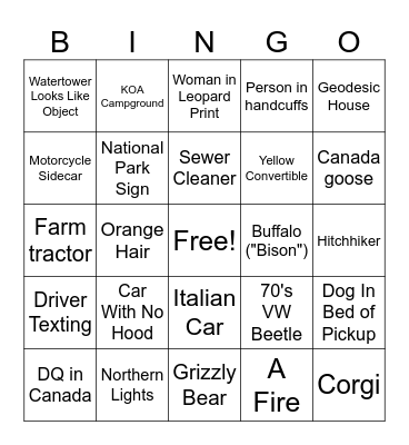 Alaska Or Bust! Bingo Card