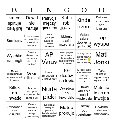 test Bingo Card