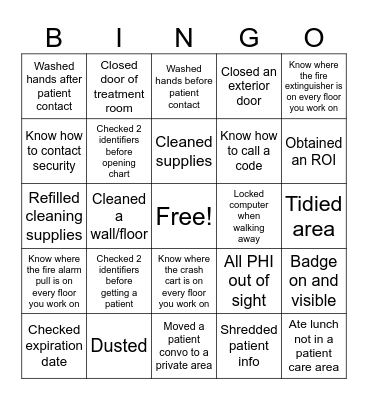 NSLHM Safety Bingo! Bingo Card