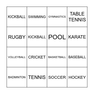 SPORTS! Bingo Card