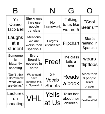 Señora Snyder Bingo Card