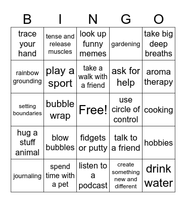 Mental Health Awareness Month-Self Care Bingo Card