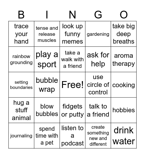 Mental Health Awareness Month-Self Care Bingo Card