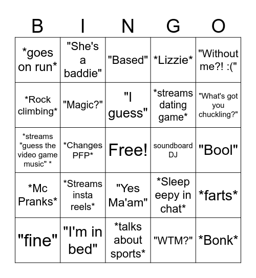 Teeeeej Bingo Card