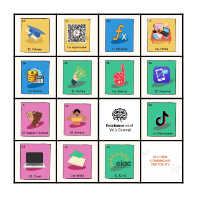 College Loteria Bingo Card