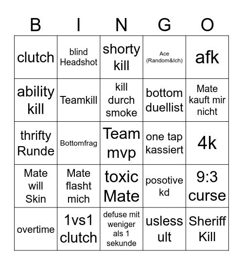 Valo Bingo Card