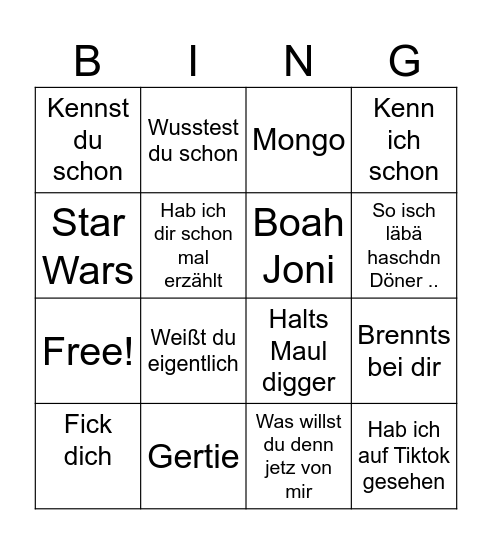 Leons Bingo Card