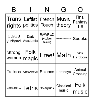 Haymarket Bingo Card