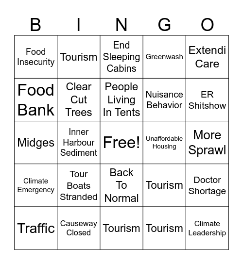STATE OF THE CITY Bingo Card