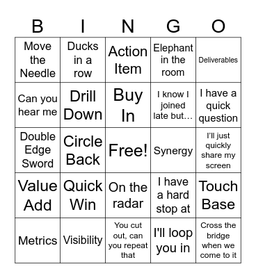 FUN WORK PHRASE Bingo Card