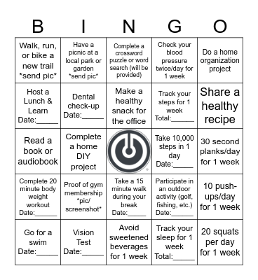 Wellness Bingo Card