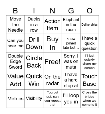 FUN WORK PHRASE Bingo Card
