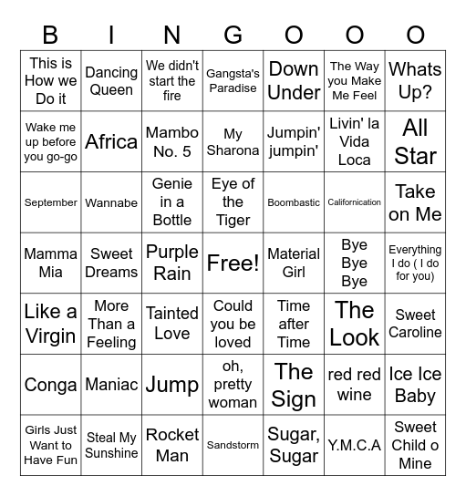 Music Bingo Card