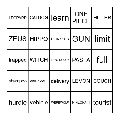 INFINITE CRAFT BINGO CHART Bingo Card