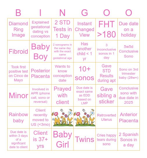 MAY SONOGO Bingo Card