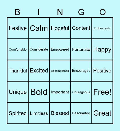 AMHC Wellness BINGO Card