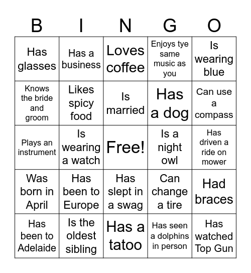 Human Bingo Card