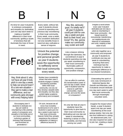 Persuasive Picker! Bingo Card