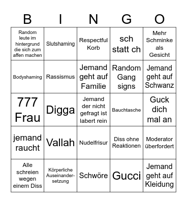 Frankfurt Tinder Bingo Card