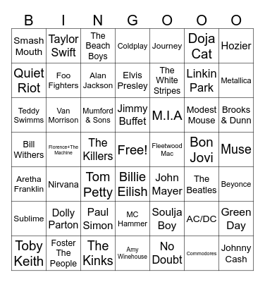 Music Bingo Card