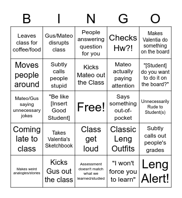 Leng Bingo Card