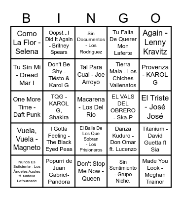 BINGO MUSICAL Bingo Card