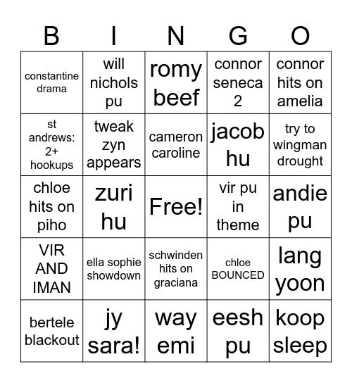 FRIDAY Bingo Card