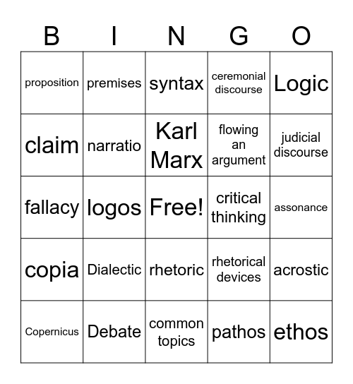 Debate Bingo Card