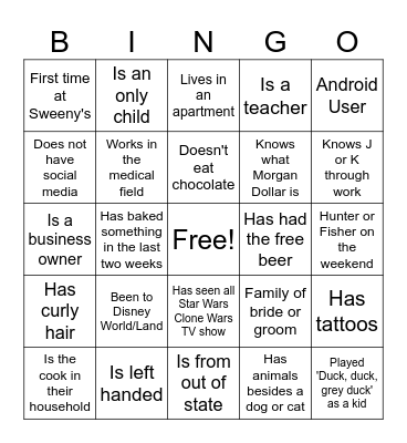 Kerrie & Jon BINGO Card