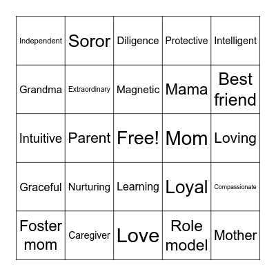 Mother's Day Bingo Card