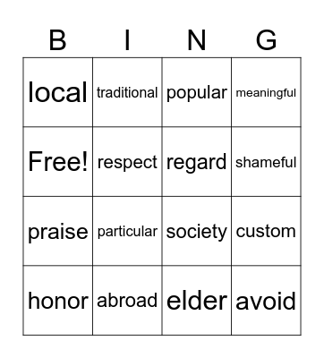 L4 Bingo Card