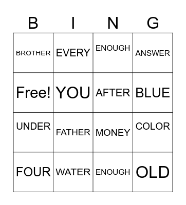 Untitled Bingo Card