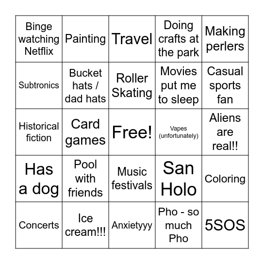 What do you have in common with lee? Bingo Card