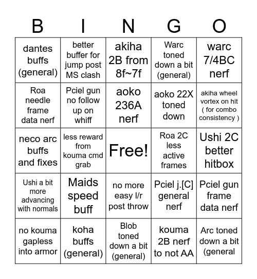 Lumina Bingo Card