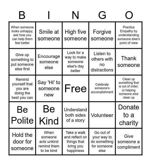 Compassion Connects Bingo Card