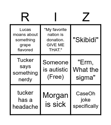 Friend group Bingo Card