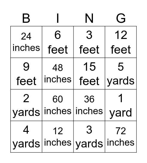 Conversions Bingo! Bingo Card