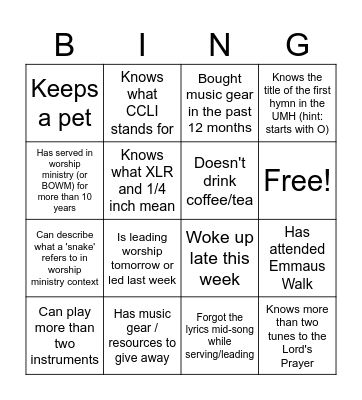 BOWM BINGO! Bingo Card