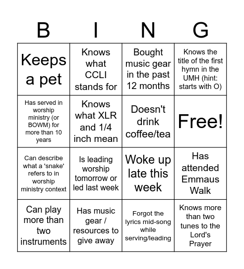 BOWM BINGO! Bingo Card