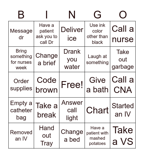 Medical BINGO Card