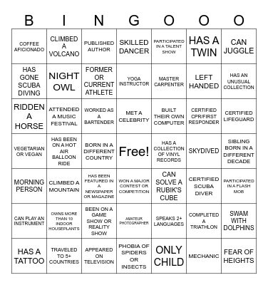 Ice Breaker Bingo Card