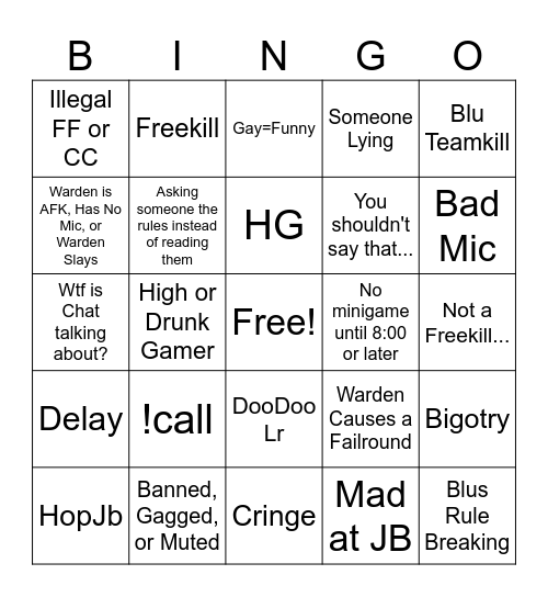 Jb Bingo Mk II Bingo Card