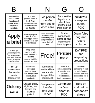 PSW Lab Bingo Card