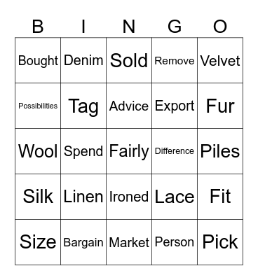 Insight P-I 10A Bingo Card