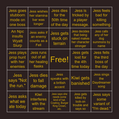 Elden Ring Bingo Card